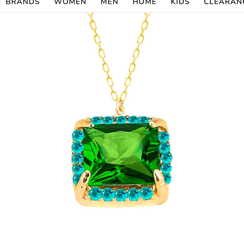 14K Over Silver CZ Ocean Necklace